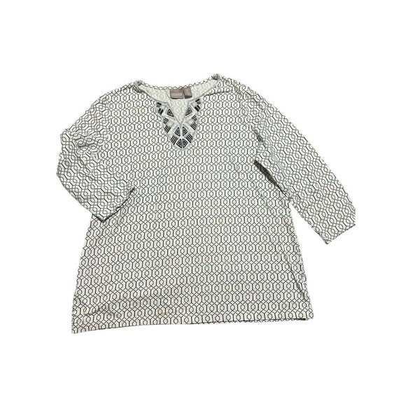 Chicos Woman's Top Black And White Geometric‎ Print Sz 0 - Picture 1 of 5